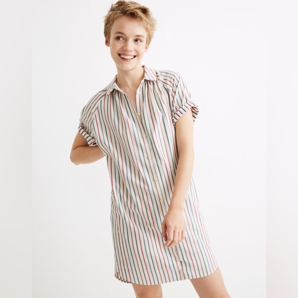 Madewell Raglan-Sleeve Shirtdress in Stripe